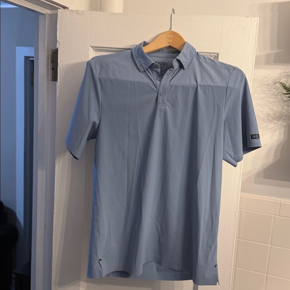 Rhone Delta Pique Performance Polo Shirt - Men's Small - Light Blue